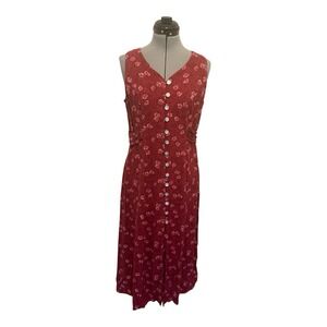 Bentley Vtg 90s sleeveless ditsy floral print maxi Side‎ smocking/shirring 11/12